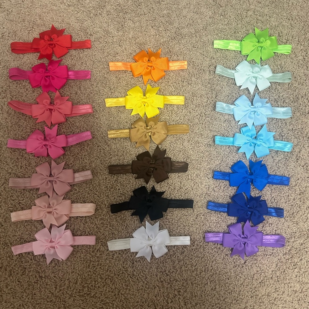 20 baby girl pinwheel bow headbands